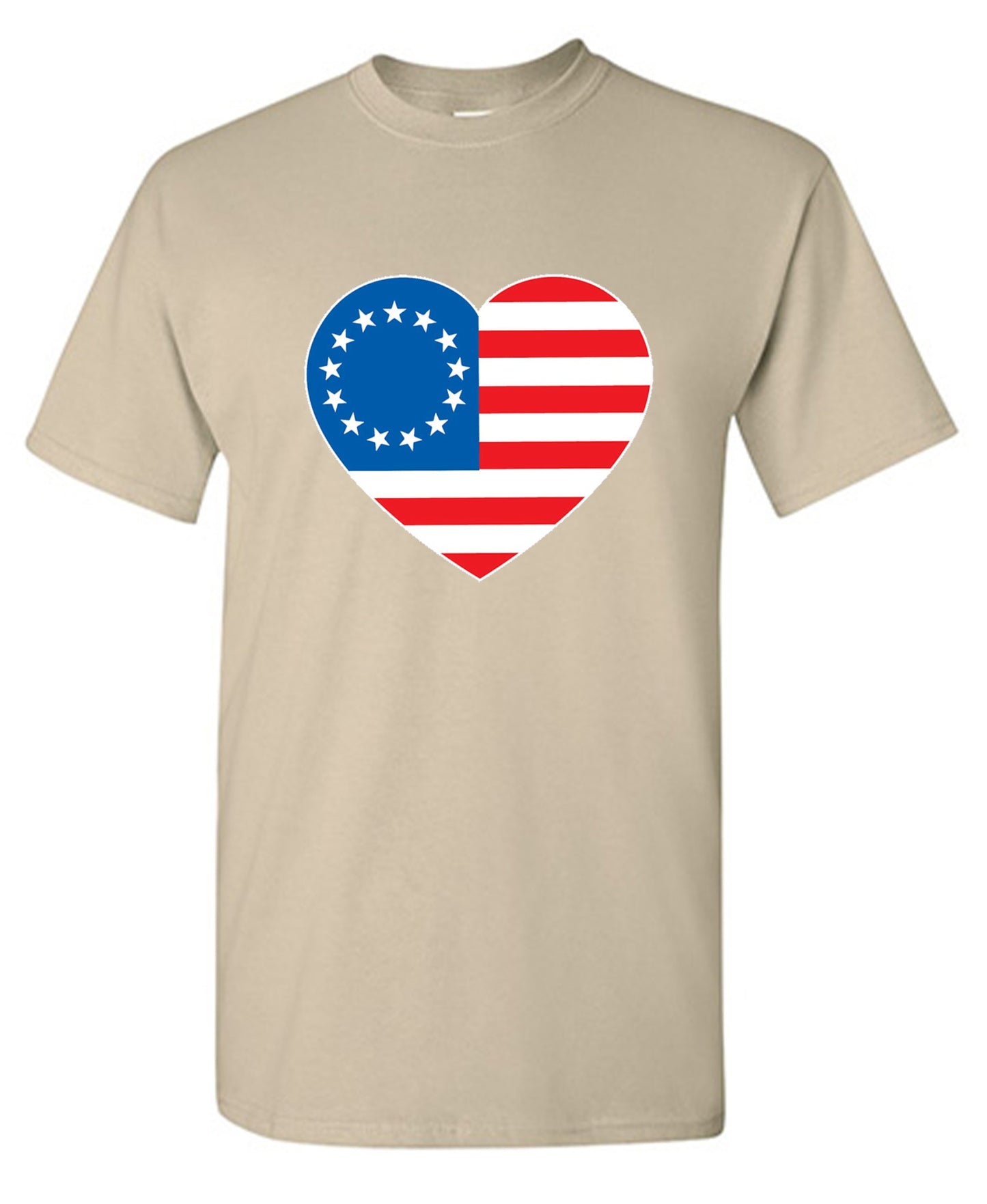 Funny T-Shirts design "Betsy Ross Heart Shaped American Flag - Patriotic T-Shirt"