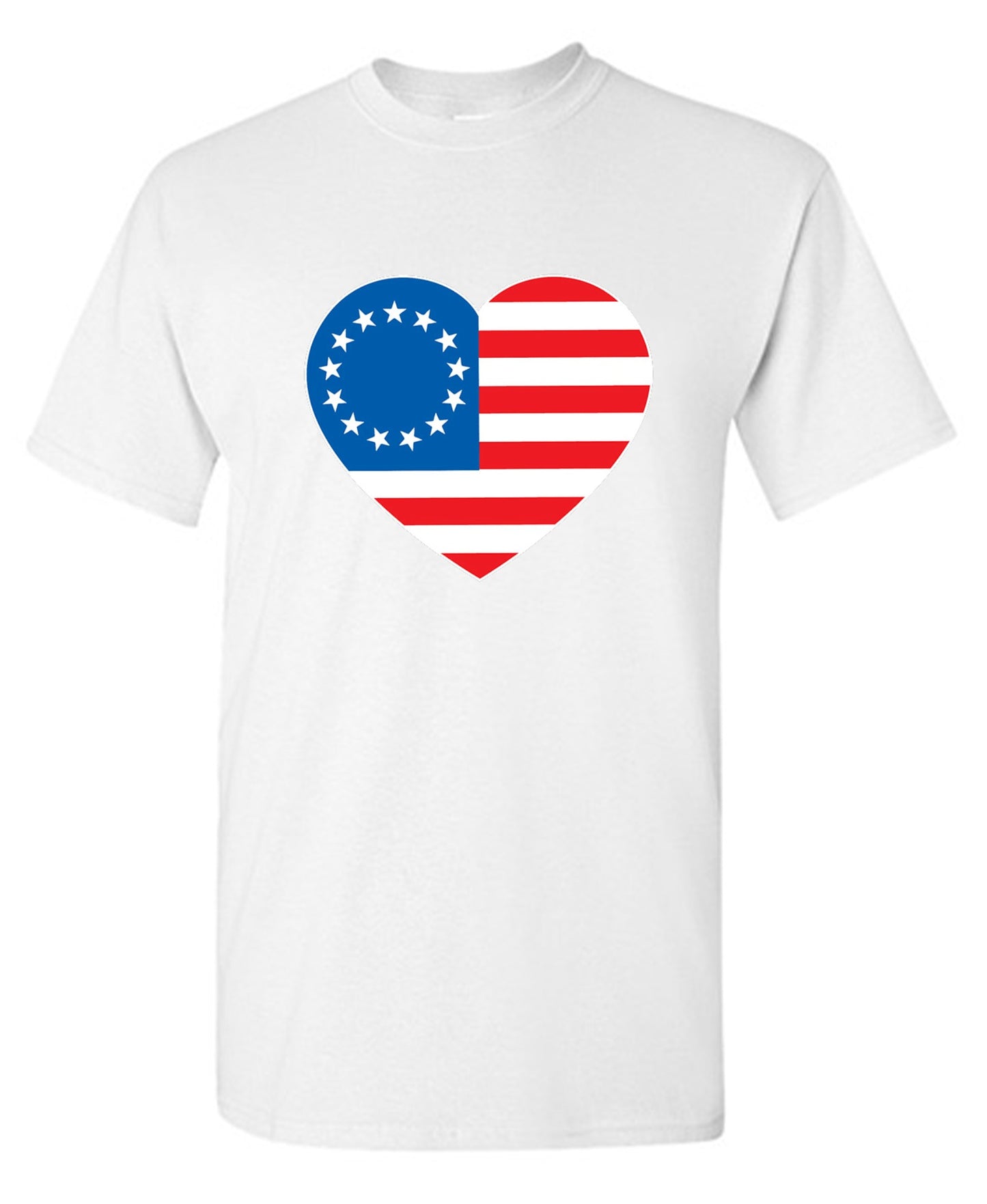 Funny T-Shirts design "Betsy Ross Heart Shaped American Flag - Patriotic T-Shirt"
