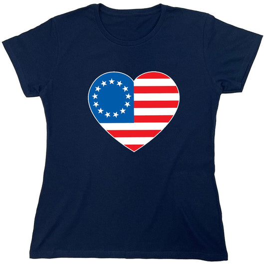 Funny T-Shirts design "Betsy Ross Heart Shaped American Flag - Patriotic T-Shirt - Womens"