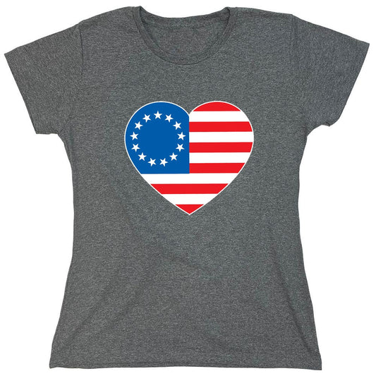 Funny T-Shirts design "Betsy Ross Heart Shaped American Flag - Patriotic T-Shirt - Womens"
