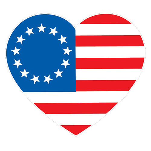 Funny T-Shirts design "Betsy Ross Heart Shaped American Flag - Patriotic T-Shirt"