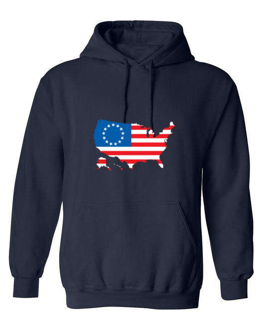Funny T-Shirts design "Betsy Ross USA Shaped Flag - Patriotic 4th of July Shirt - Hoodie"