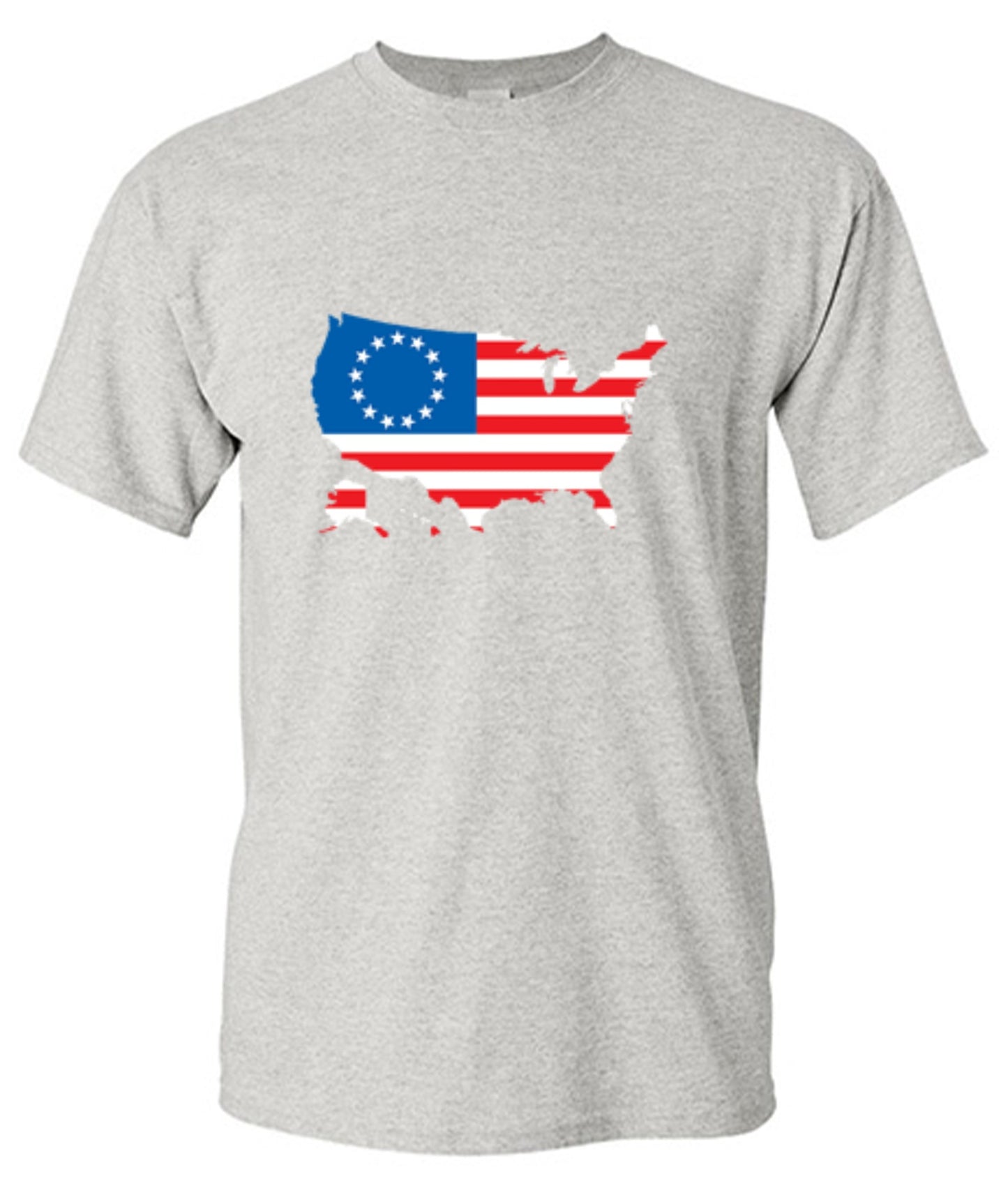 Funny T-Shirts design "Betsy Ross USA Shaped Flag - Patriotic 4th of July Shirt"