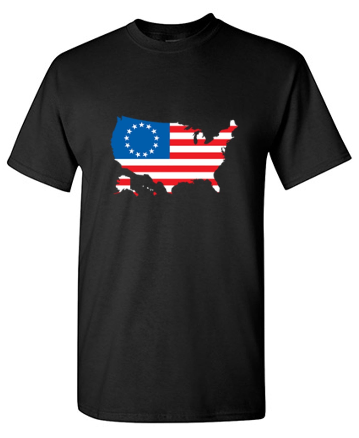 Funny T-Shirts design "Betsy Ross USA Shaped Flag - Patriotic 4th of July Shirt"