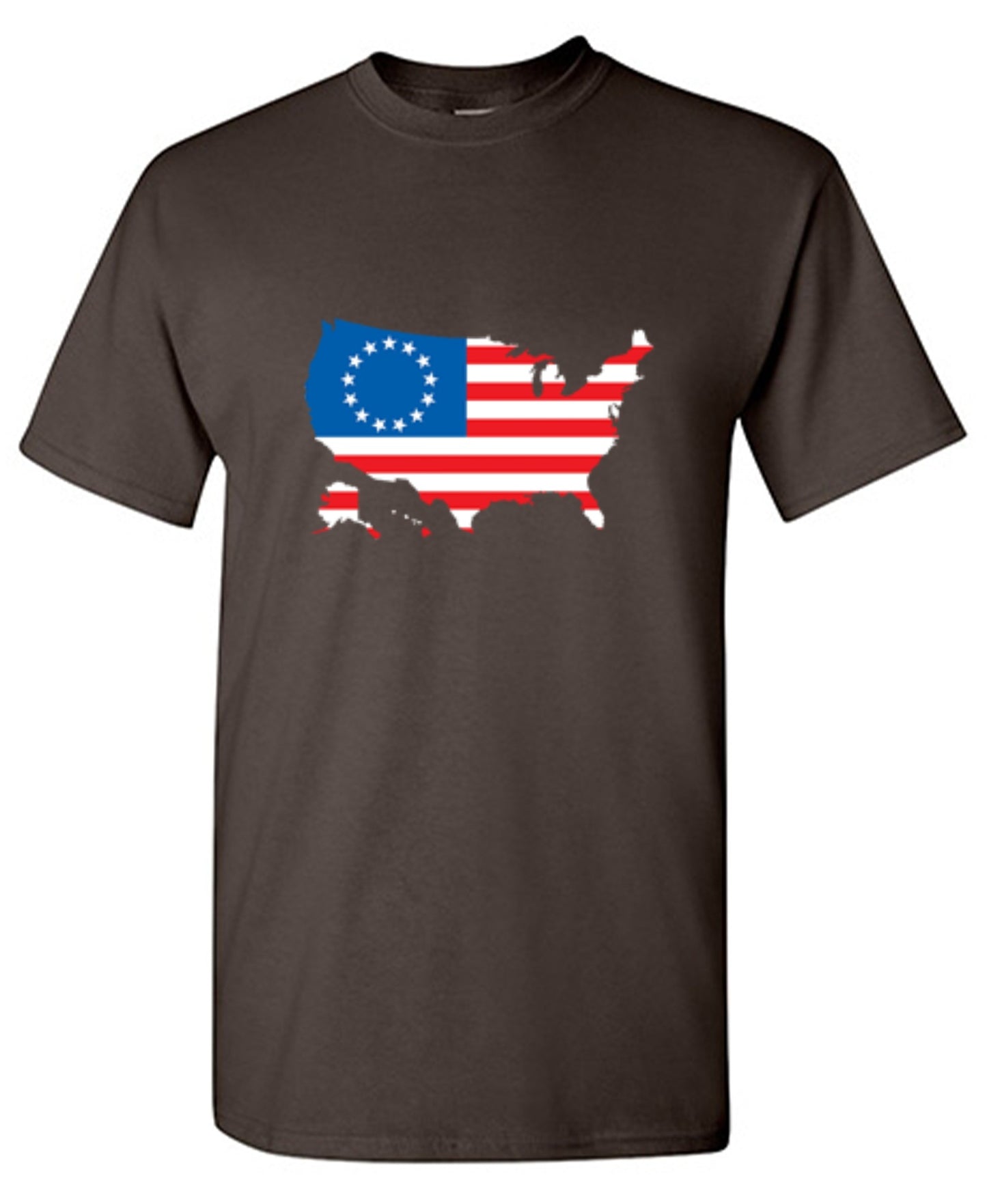 Funny T-Shirts design "Betsy Ross USA Shaped Flag - Patriotic 4th of July Shirt"
