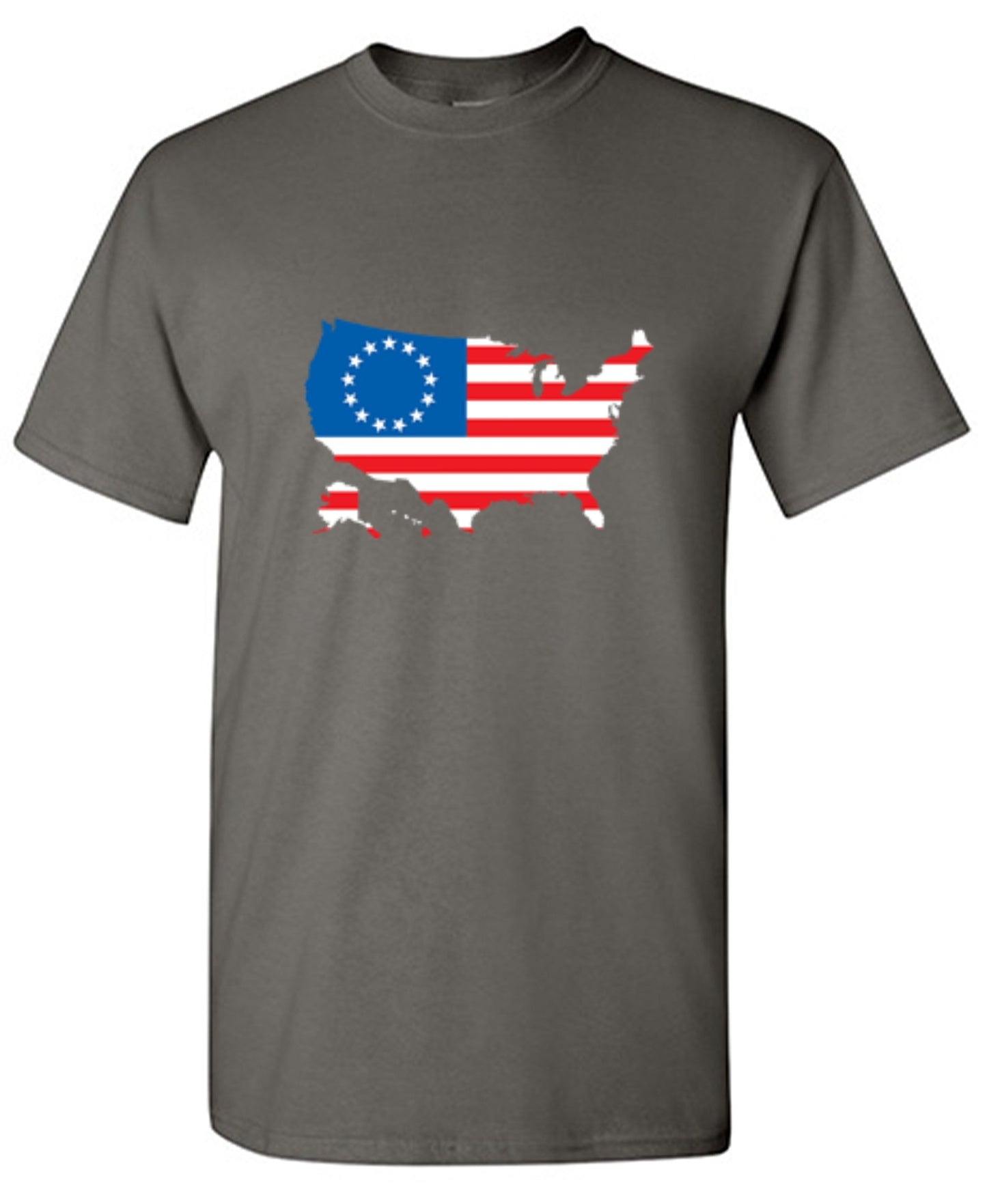 Funny T-Shirts design "Betsy Ross USA Shaped Flag - Patriotic 4th of July Shirt"