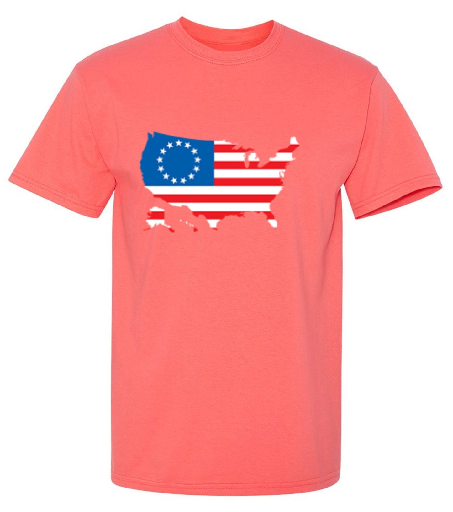 Funny T-Shirts design "Betsy Ross USA Shaped Flag - Patriotic 4th of July Shirt"