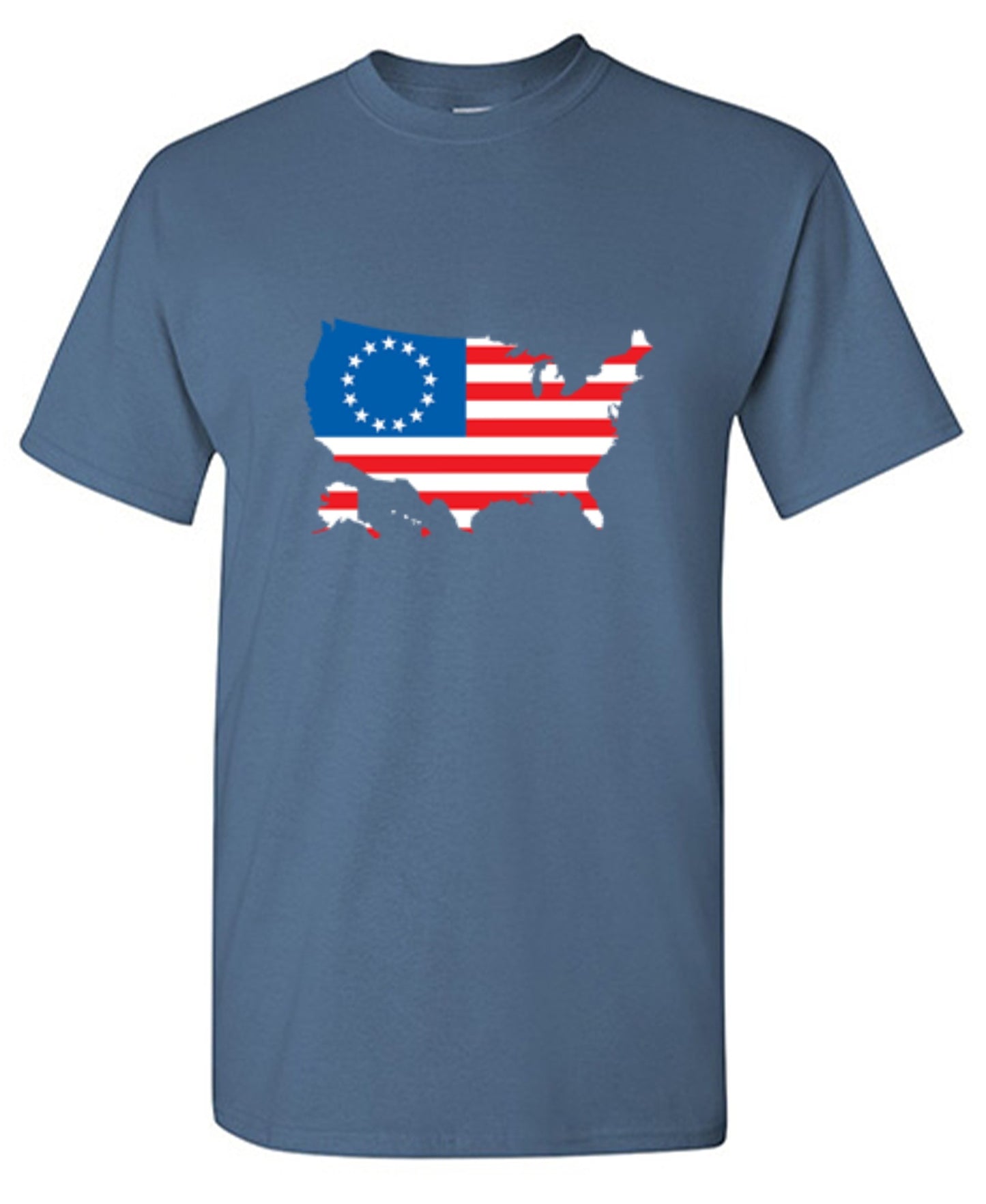 Funny T-Shirts design "Betsy Ross USA Shaped Flag - Patriotic 4th of July Shirt"