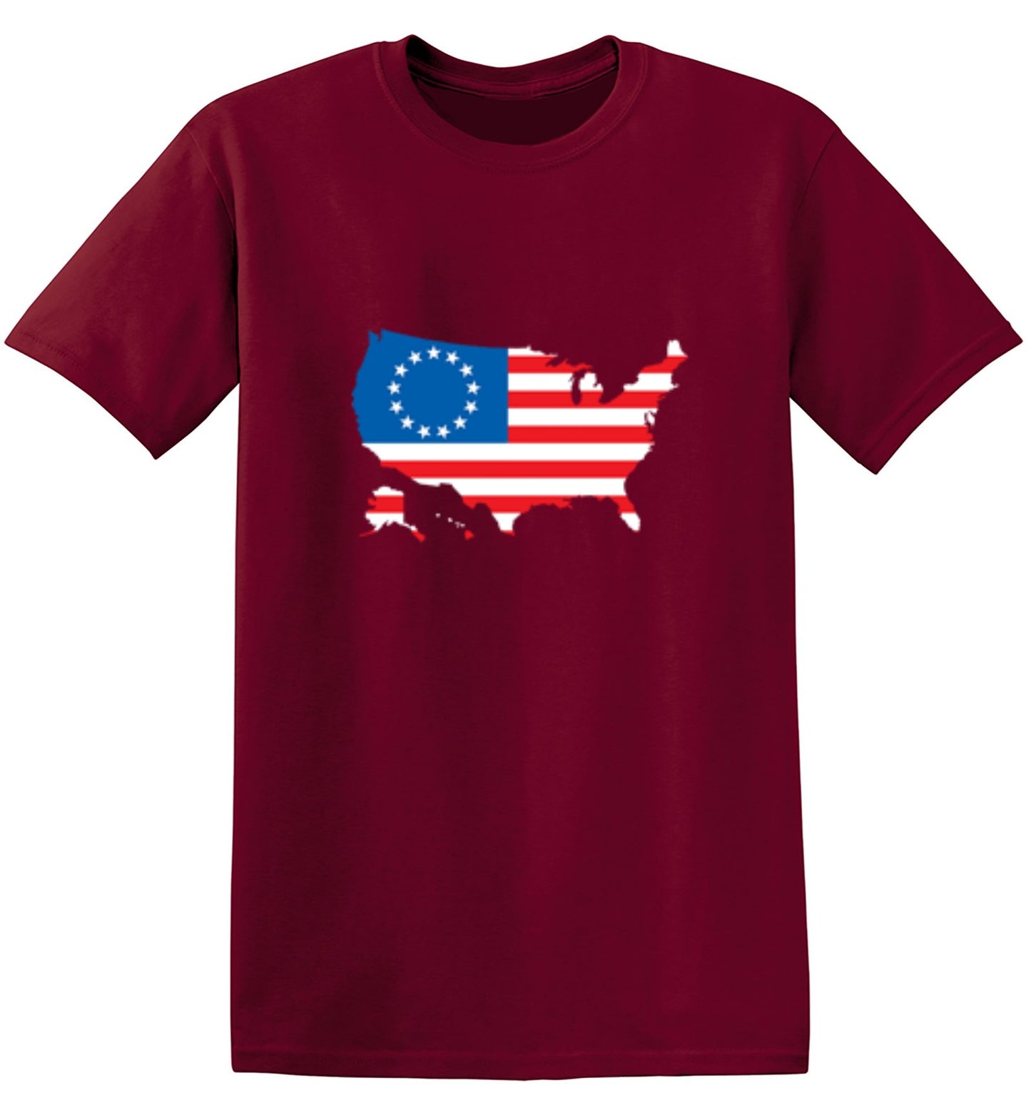 Funny T-Shirts design "Betsy Ross USA Shaped Flag - Patriotic 4th of July Shirt"