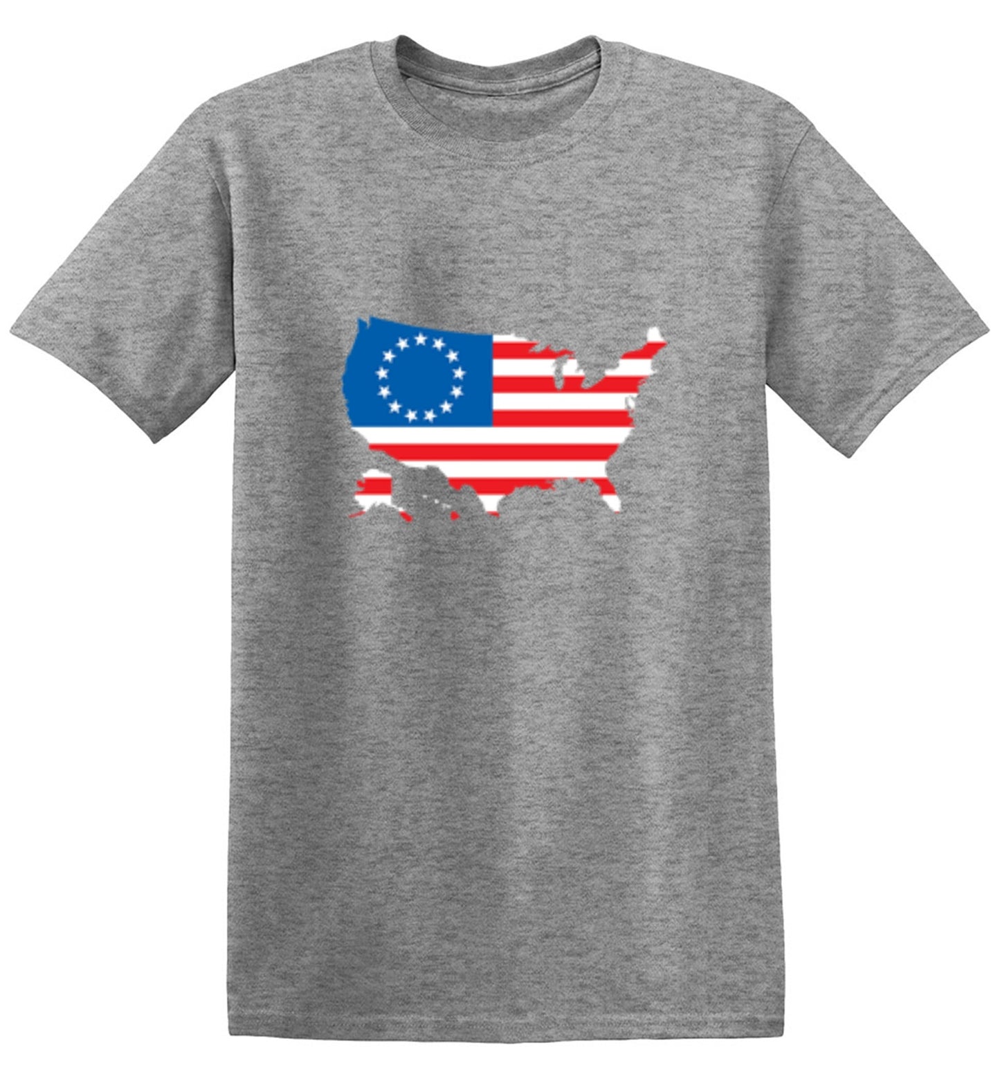 Funny T-Shirts design "Betsy Ross USA Shaped Flag - Patriotic 4th of July Shirt"