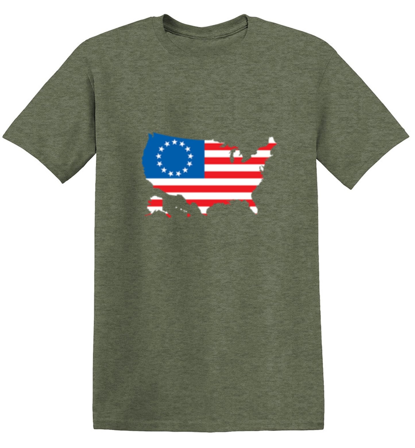 Funny T-Shirts design "Betsy Ross USA Shaped Flag - Patriotic 4th of July Shirt"