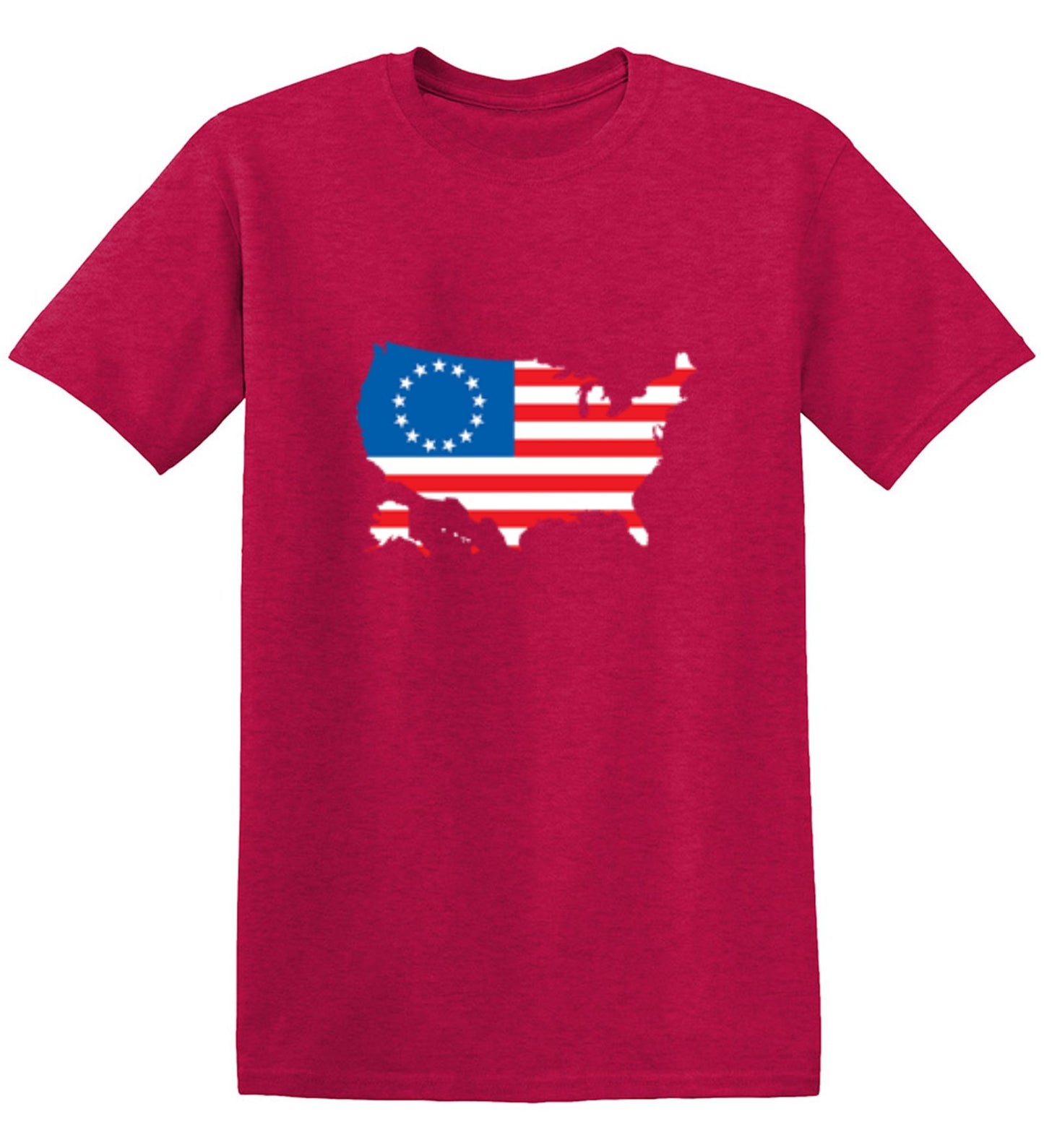 Funny T-Shirts design "Betsy Ross USA Shaped Flag - Patriotic 4th of July Shirt"