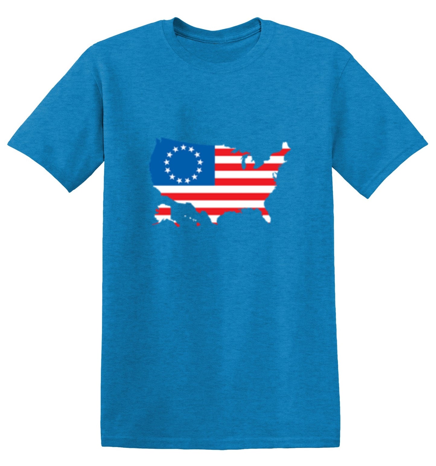 Funny T-Shirts design "Betsy Ross USA Shaped Flag - Patriotic 4th of July Shirt"