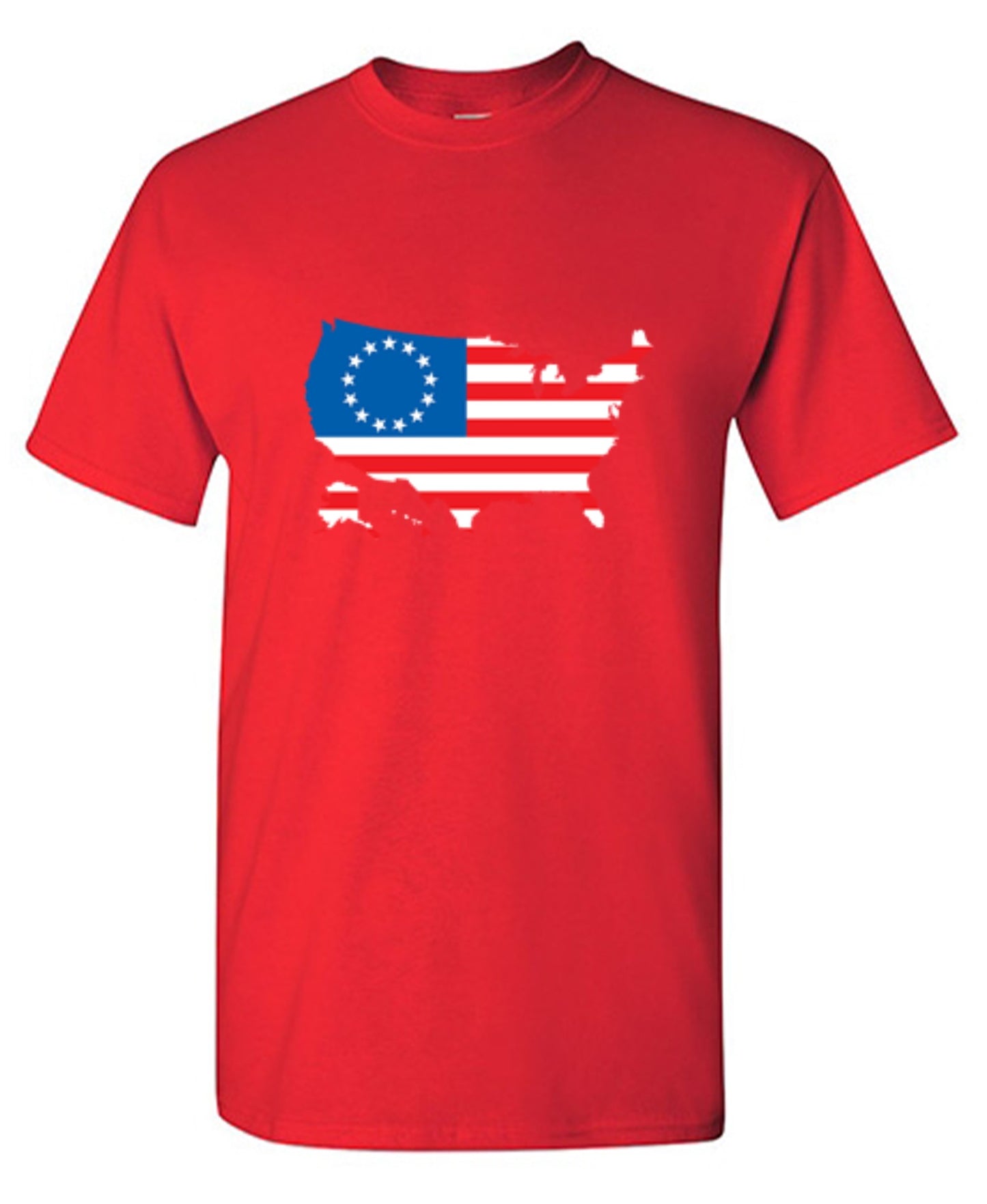 Funny T-Shirts design "Betsy Ross USA Shaped Flag - Patriotic 4th of July Shirt"