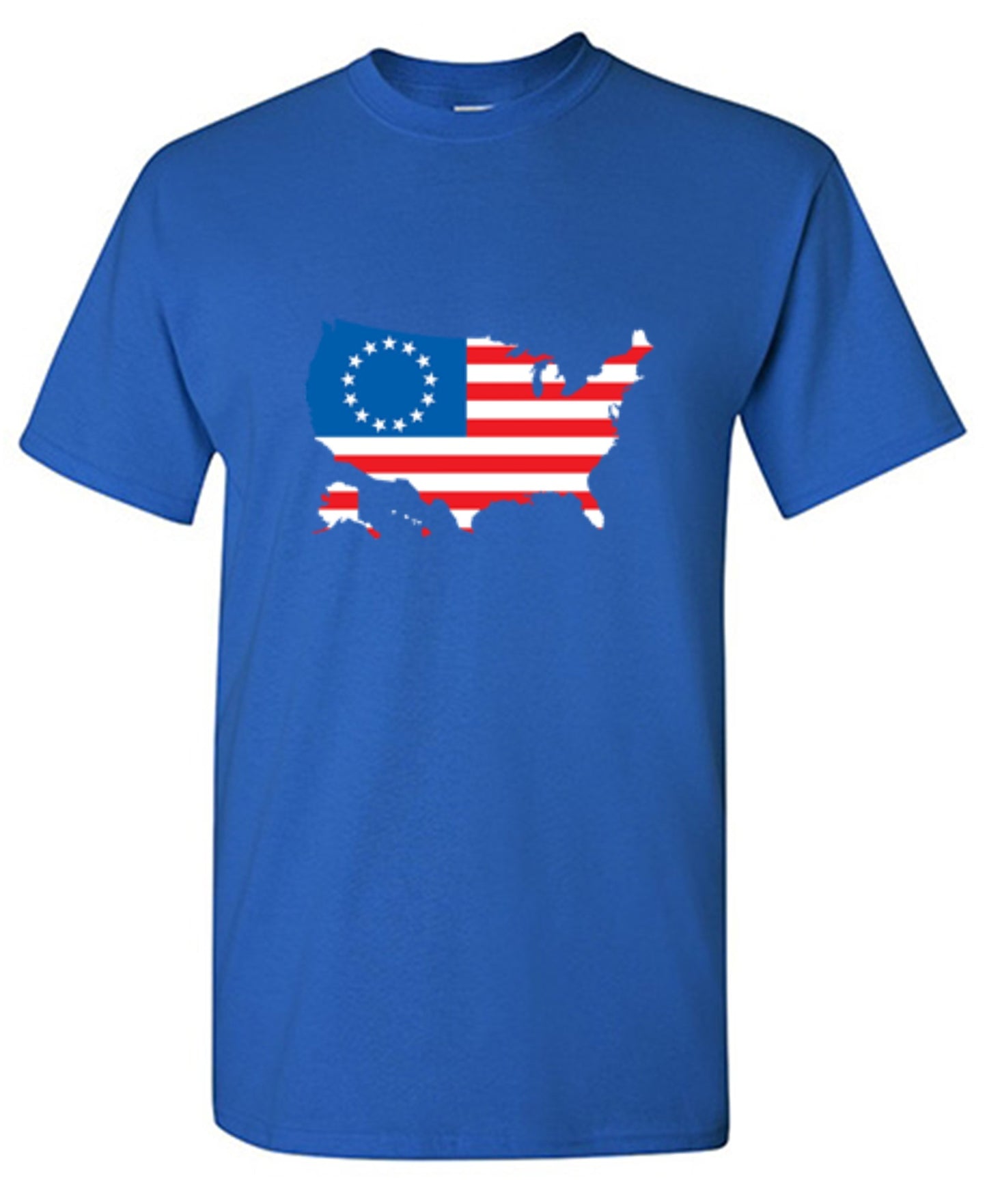 Funny T-Shirts design "Betsy Ross USA Shaped Flag - Patriotic 4th of July Shirt"