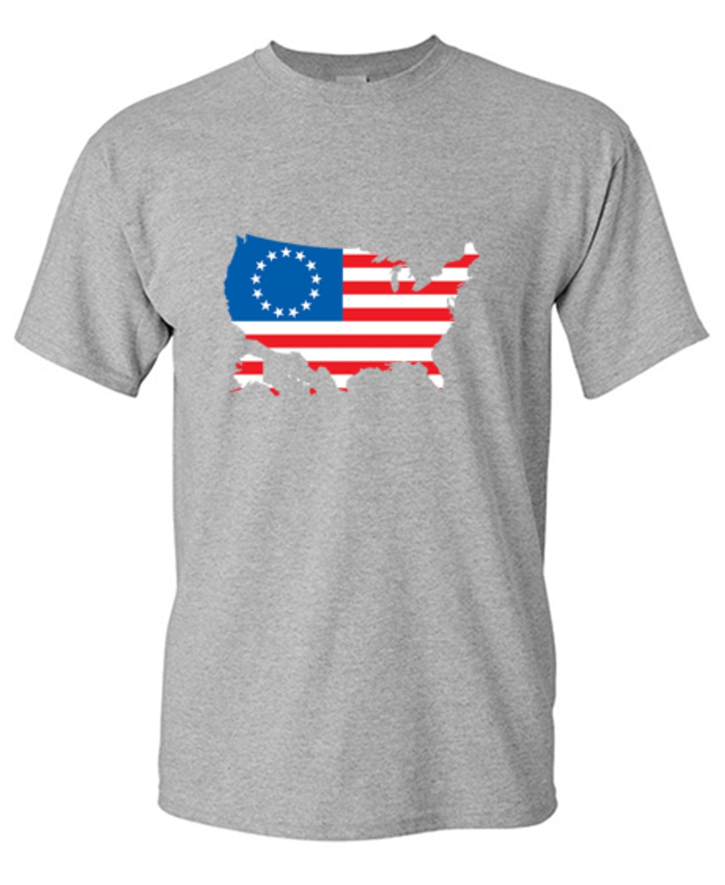 Funny T-Shirts design "Betsy Ross USA Shaped Flag - Patriotic 4th of July Shirt"