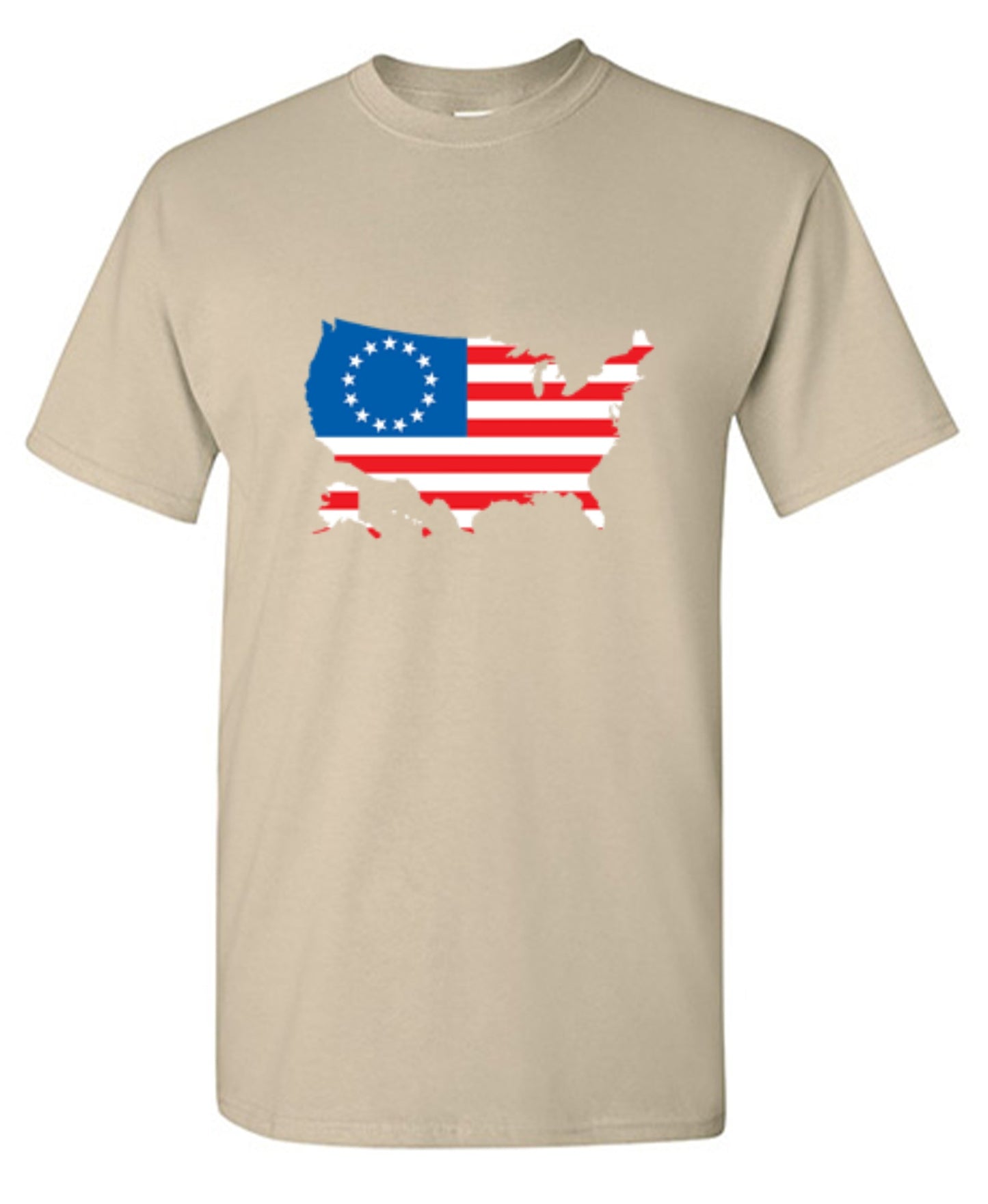 Funny T-Shirts design "Betsy Ross USA Shaped Flag - Patriotic 4th of July Shirt"