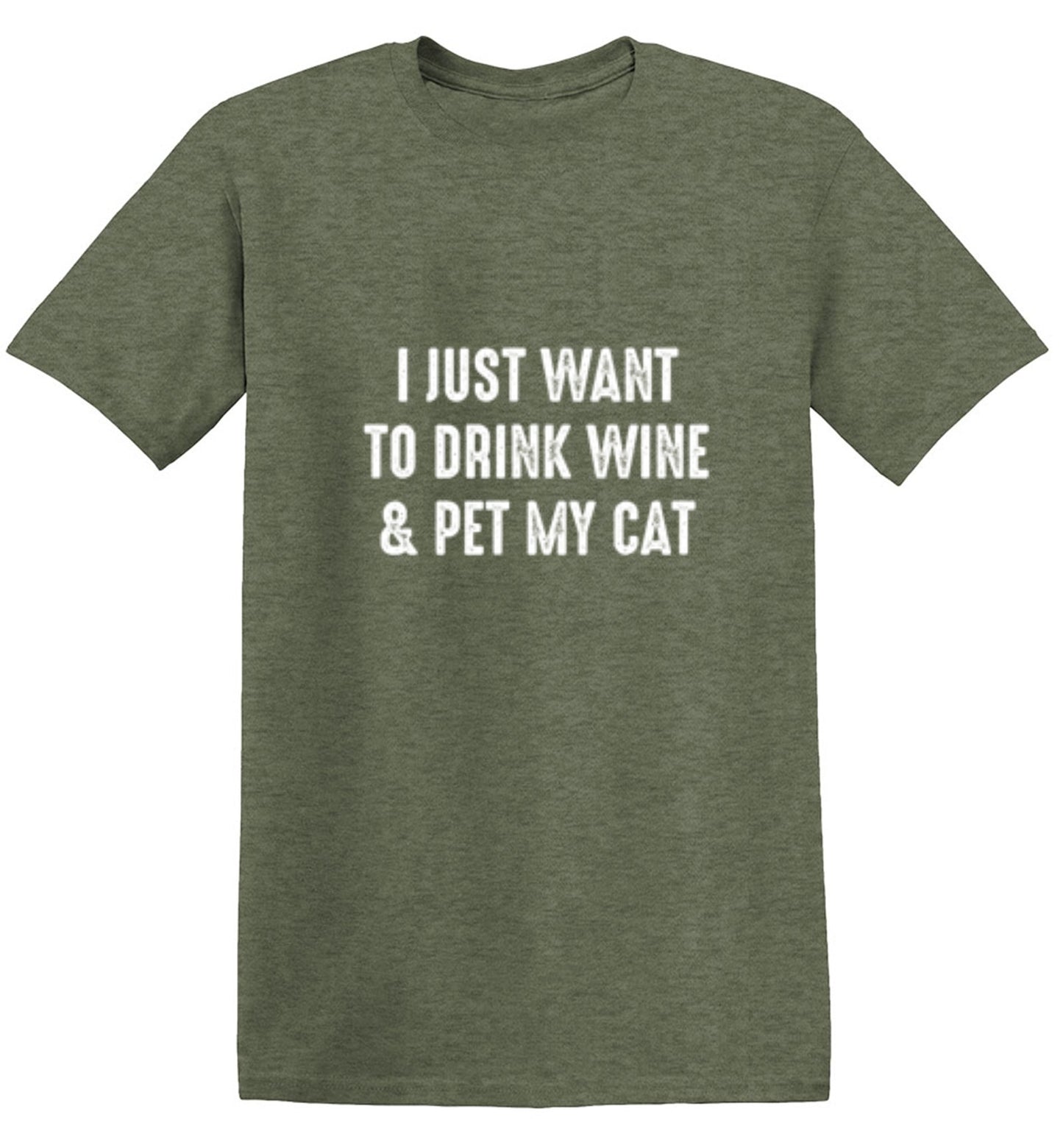Funny T-Shirts design "I Just Want To Drink Wine & Pet My Cat"