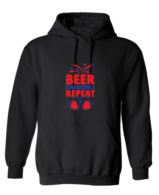 Funny T-Shirts design "Beer, Firewords, Repeat - Funny 4th of July T-Shirt - Hoodie"