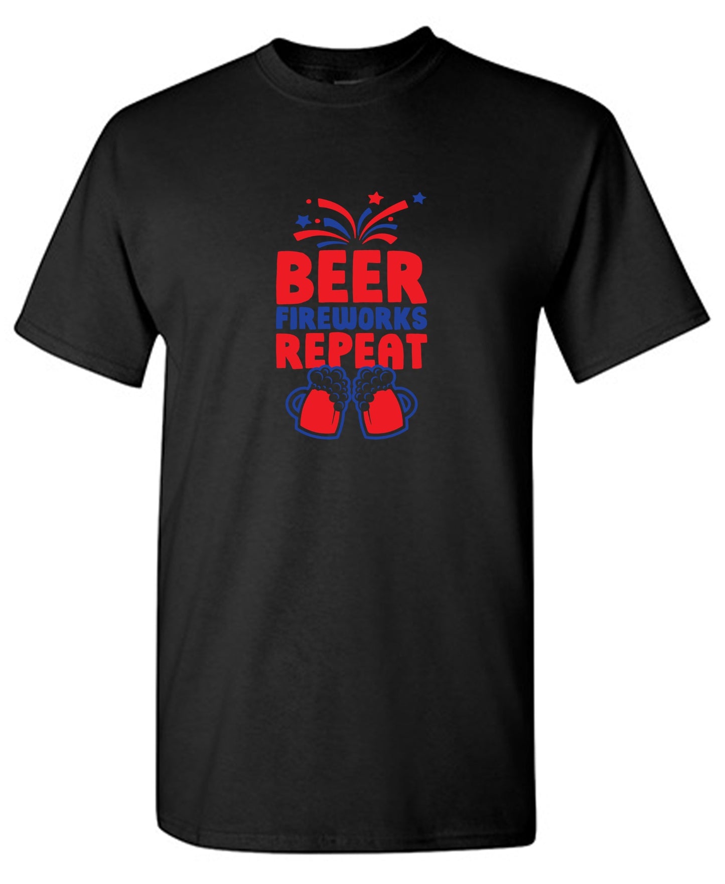 Funny T-Shirts design "Beer, Firewords, Repeat 4th of July T Shirt"