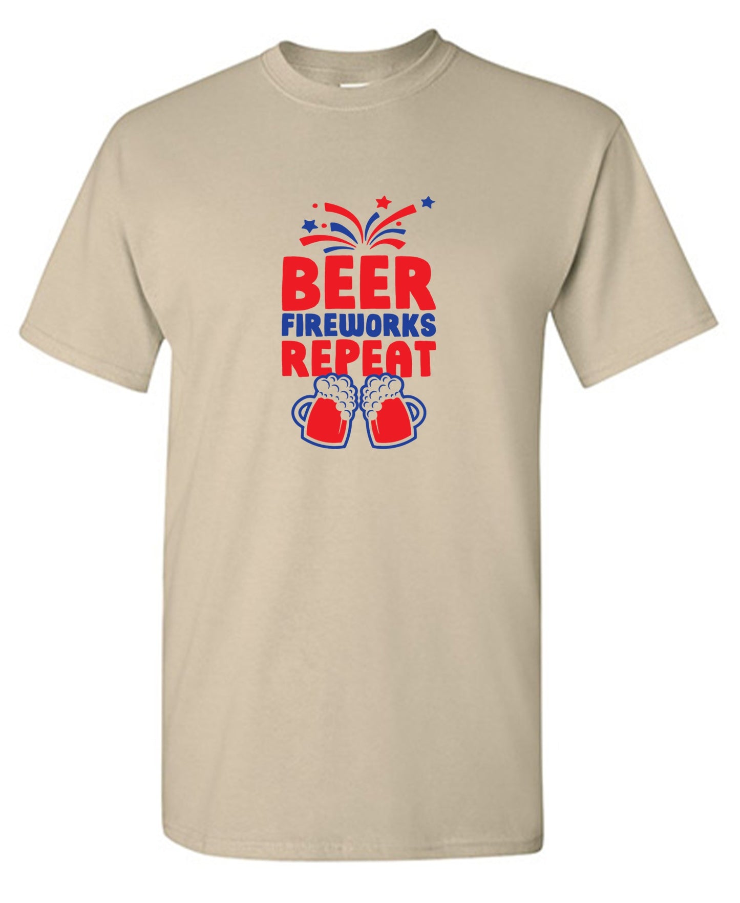 Funny T-Shirts design "Beer, Firewords, Repeat 4th of July T Shirt"