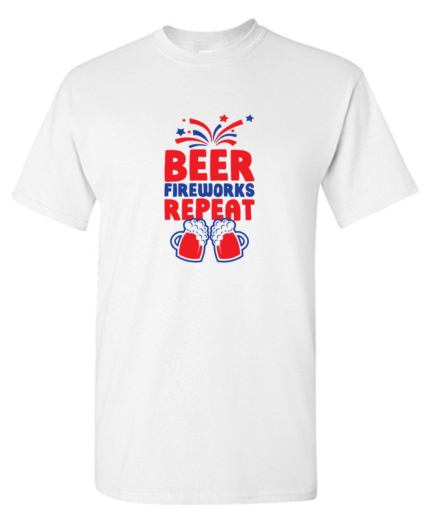 Funny T-Shirts design "Beer, Firewords, Repeat 4th of July T Shirt"