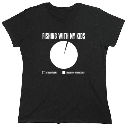 Funny T-Shirts design "Fishing With My Kids T-Shirt - Womens"