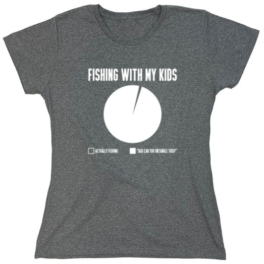 Funny T-Shirts design "Fishing With My Kids T-Shirt - Womens"