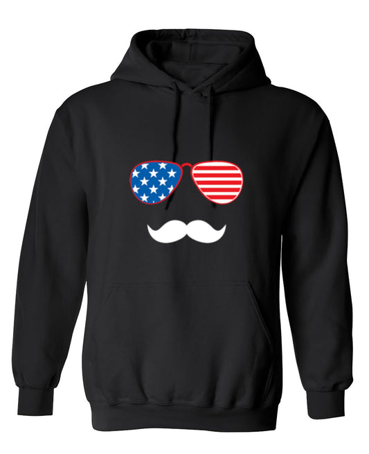 Funny T-Shirts design "Flag Sunglasses Moustache - Patriotic Shirt this Independence Day - Hoodie"