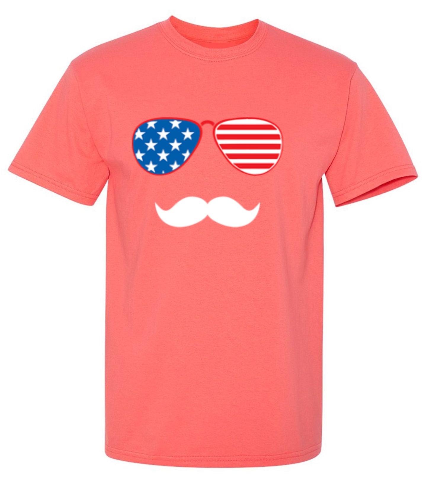 Funny T-Shirts design "Flag Sunglasses Moustache - Patriotic Shirt this Independence Day"