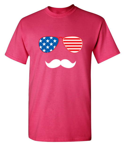 Funny T-Shirts design "Flag Sunglasses Moustache - Patriotic Shirt this Independence Day"