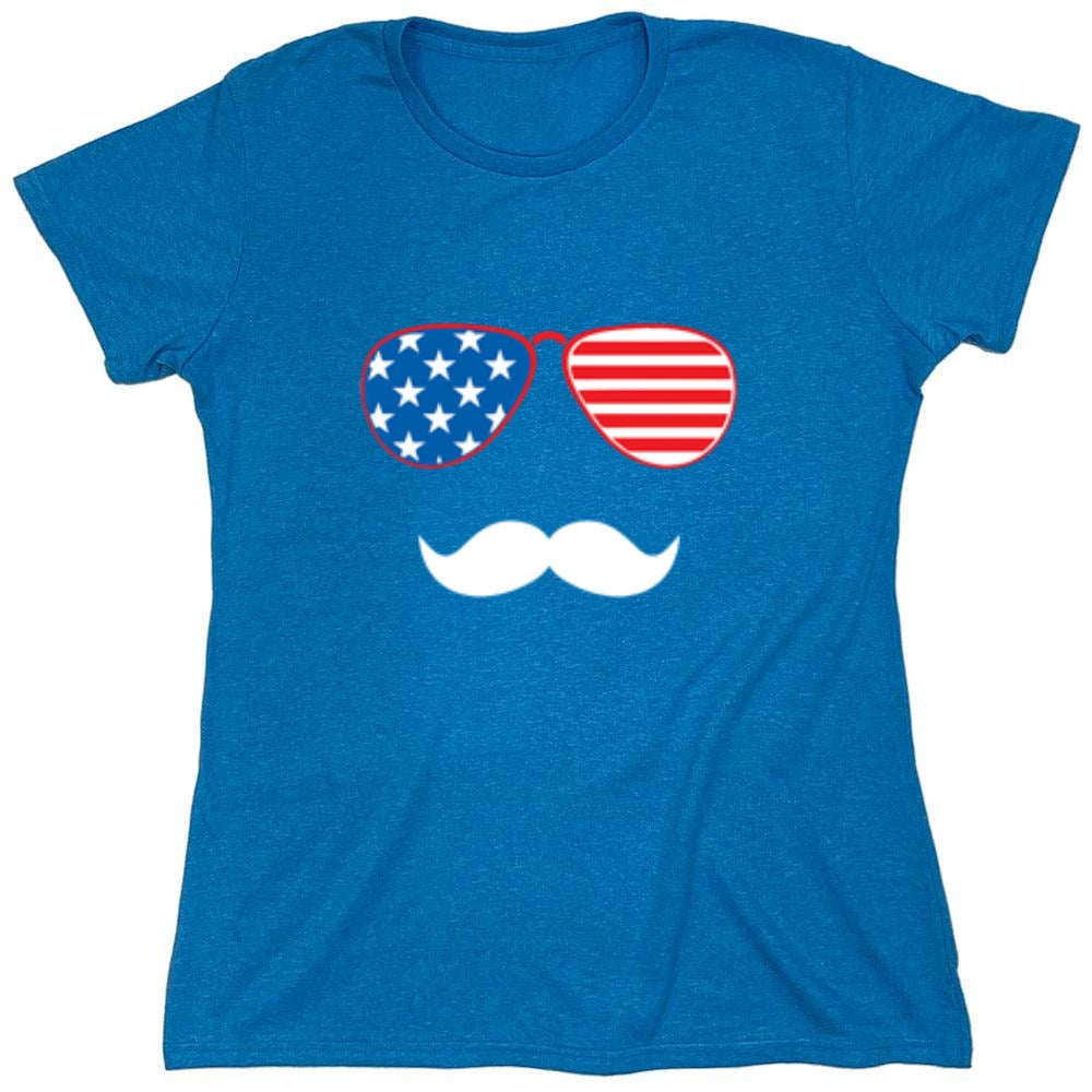 Funny T-Shirts design "Flag Sunglasses Moustache - Patriotic Shirt this Independence Day"