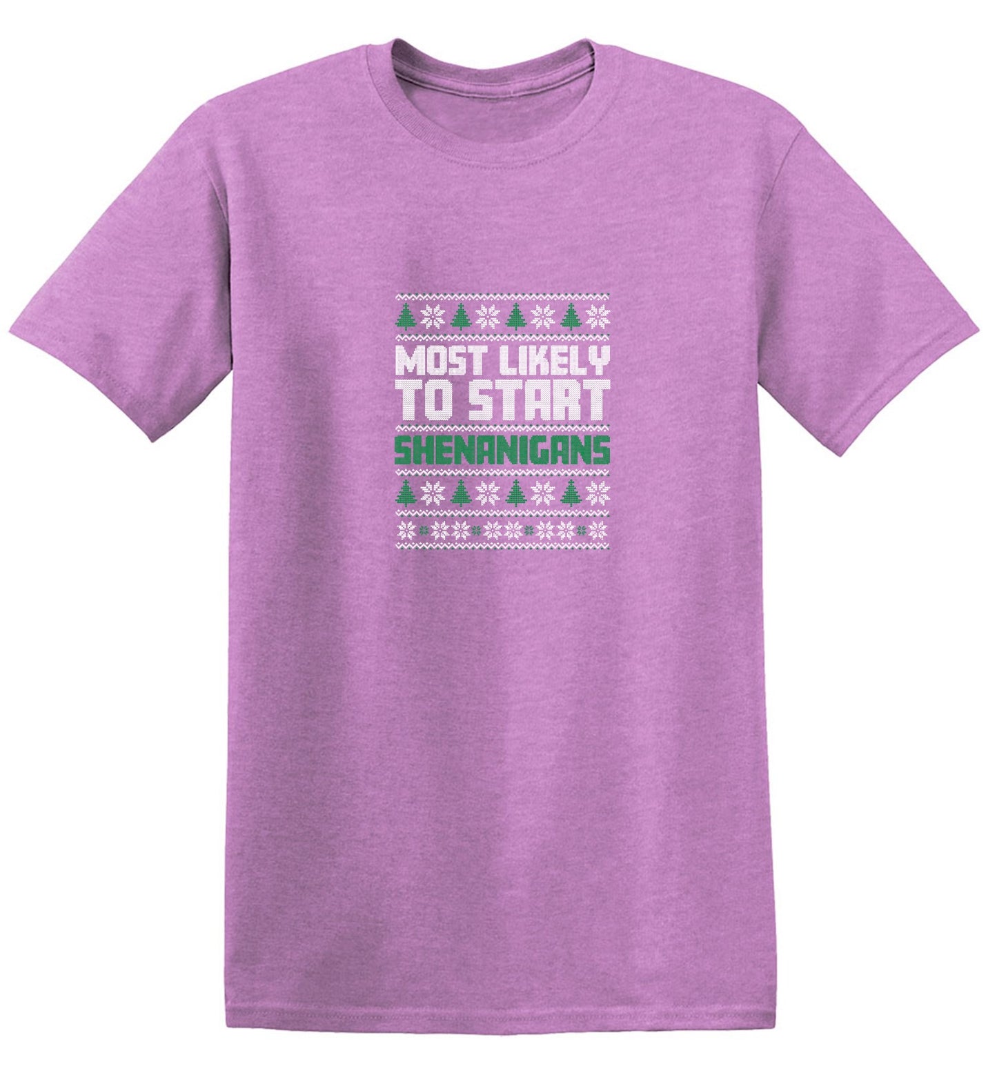 Funny T-Shirts design "Most Likely To Start Shenanigans T-Shirt"