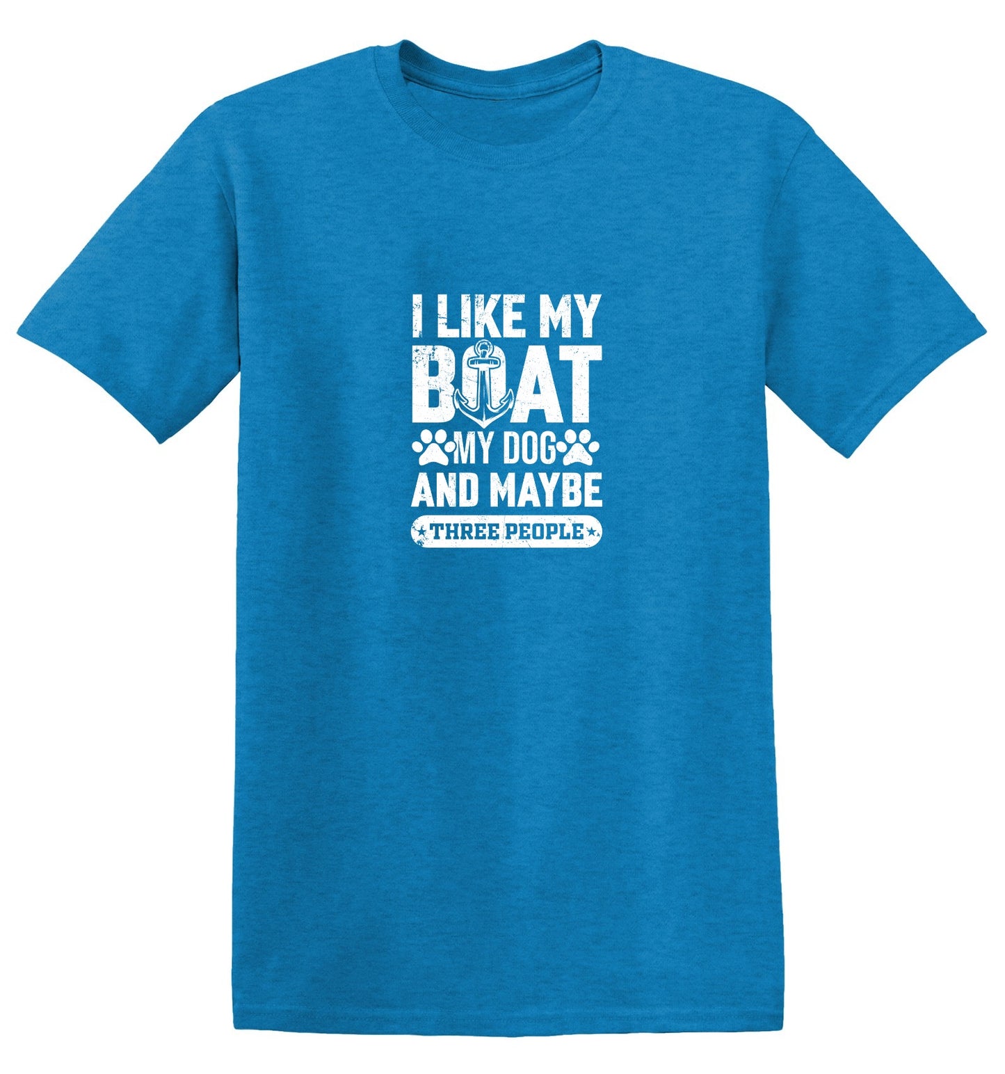 Funny T-Shirts design "I Like my Boat, My Dog and Maybe Three People, Mens T-Shirt"