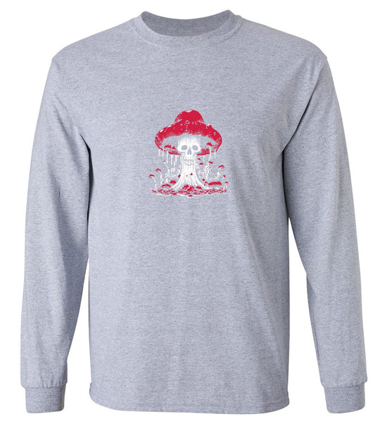Funny T-Shirts design "Schroom Skull T-Shirt - Long Sleeve"
