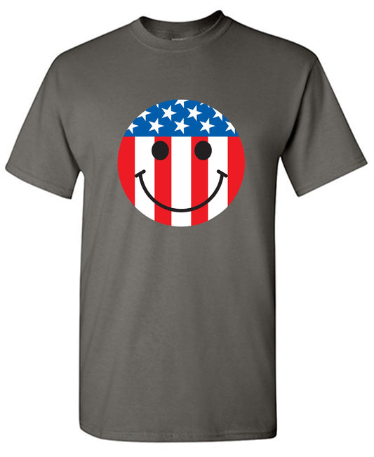 Funny T-Shirts design "American Flag Smile - Patriotic Shirt"