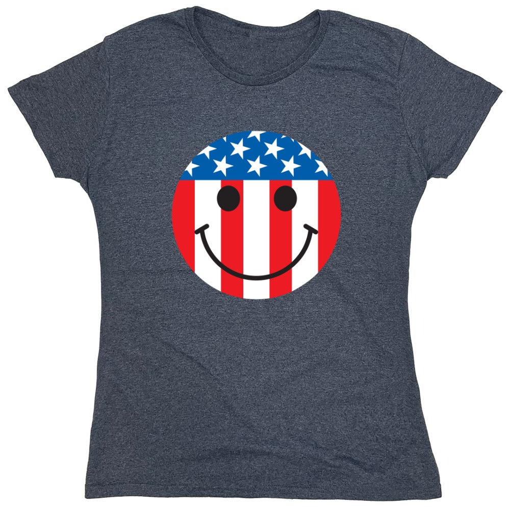 Funny T-Shirts design "American Flag Smile - Patriotic Shirt - Womens"