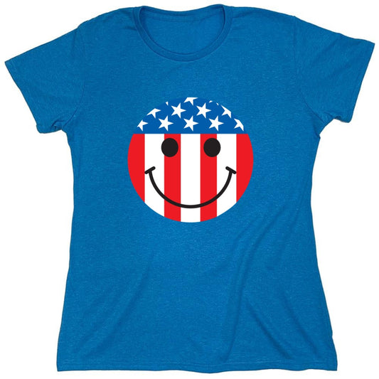 Funny T-Shirts design "American Flag Smile - Patriotic Shirt - Womens"