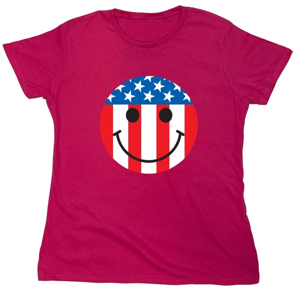 Funny T-Shirts design "American Flag Smile - Patriotic Shirt - Womens"