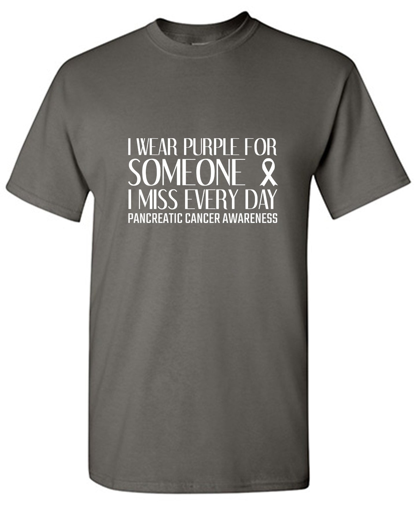 Funny T-Shirts design "I Wear Purple For Someone, I Miss Everyday Cancer T-Shirt"