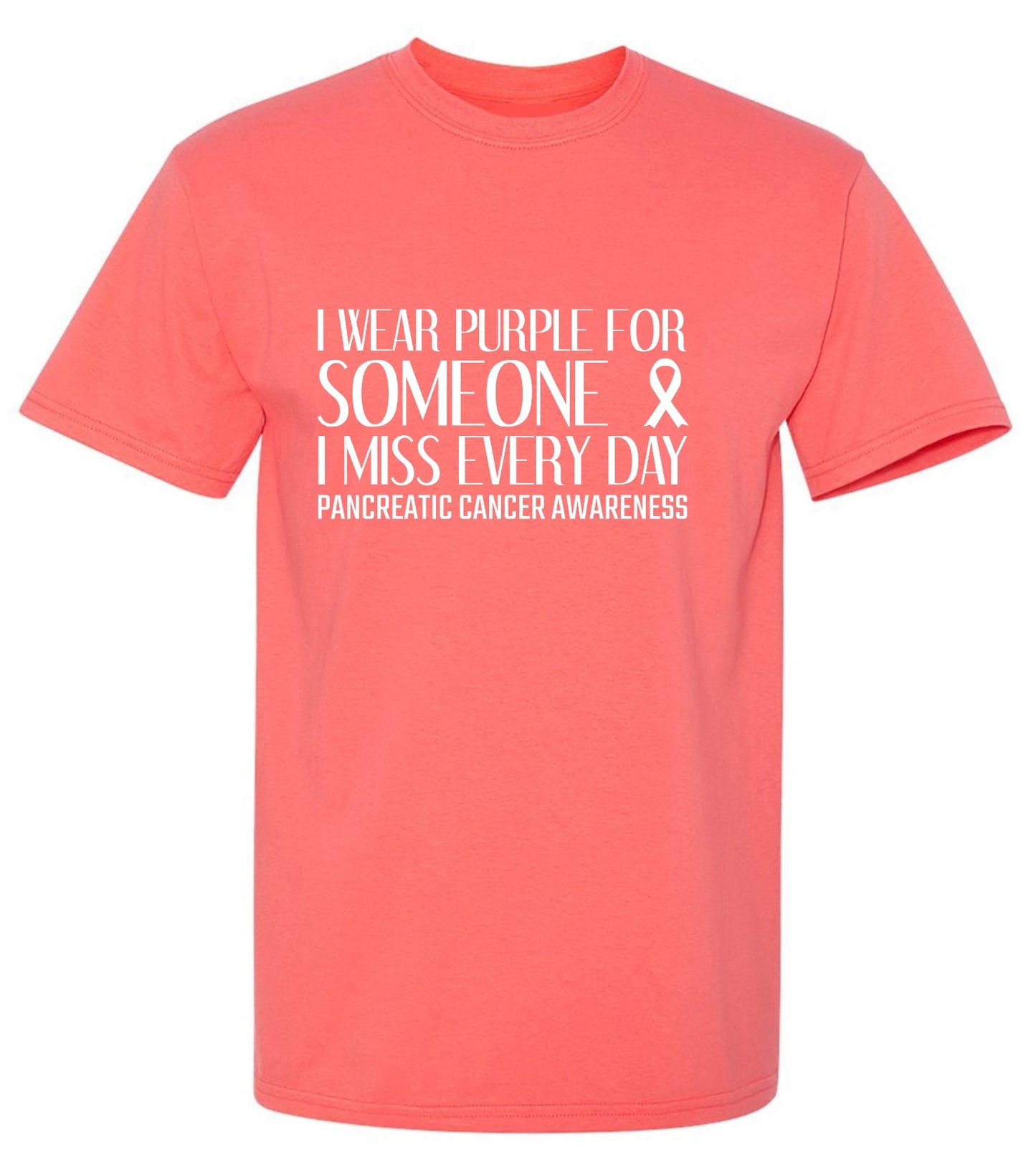 Funny T-Shirts design "I Wear Purple For Someone, I Miss Everyday Cancer T-Shirt"