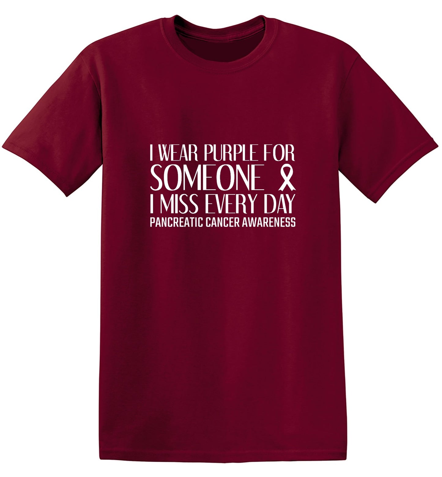 Funny T-Shirts design "I Wear Purple For Someone, I Miss Everyday Cancer T-Shirt"
