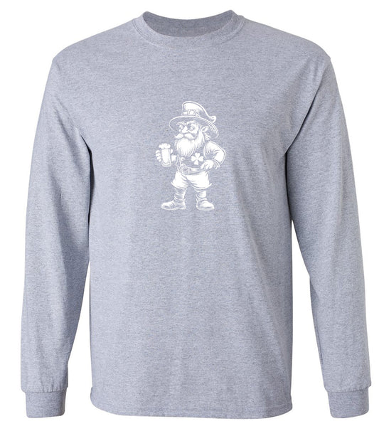 Funny T-Shirts design "Leprechaun With A Beer T-Shirt - Long Sleeve"