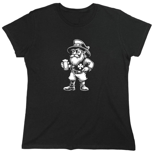 Funny T-Shirts design "Leprechaun With A Beer T-Shirt - Womens"