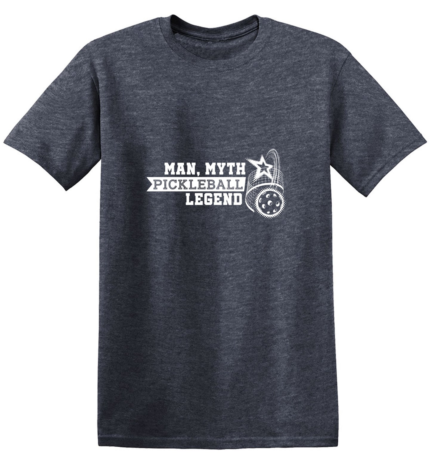 Funny T-Shirts design "Man, Myth Pickleball Legend T-Shirt - Ring Spun Tee"