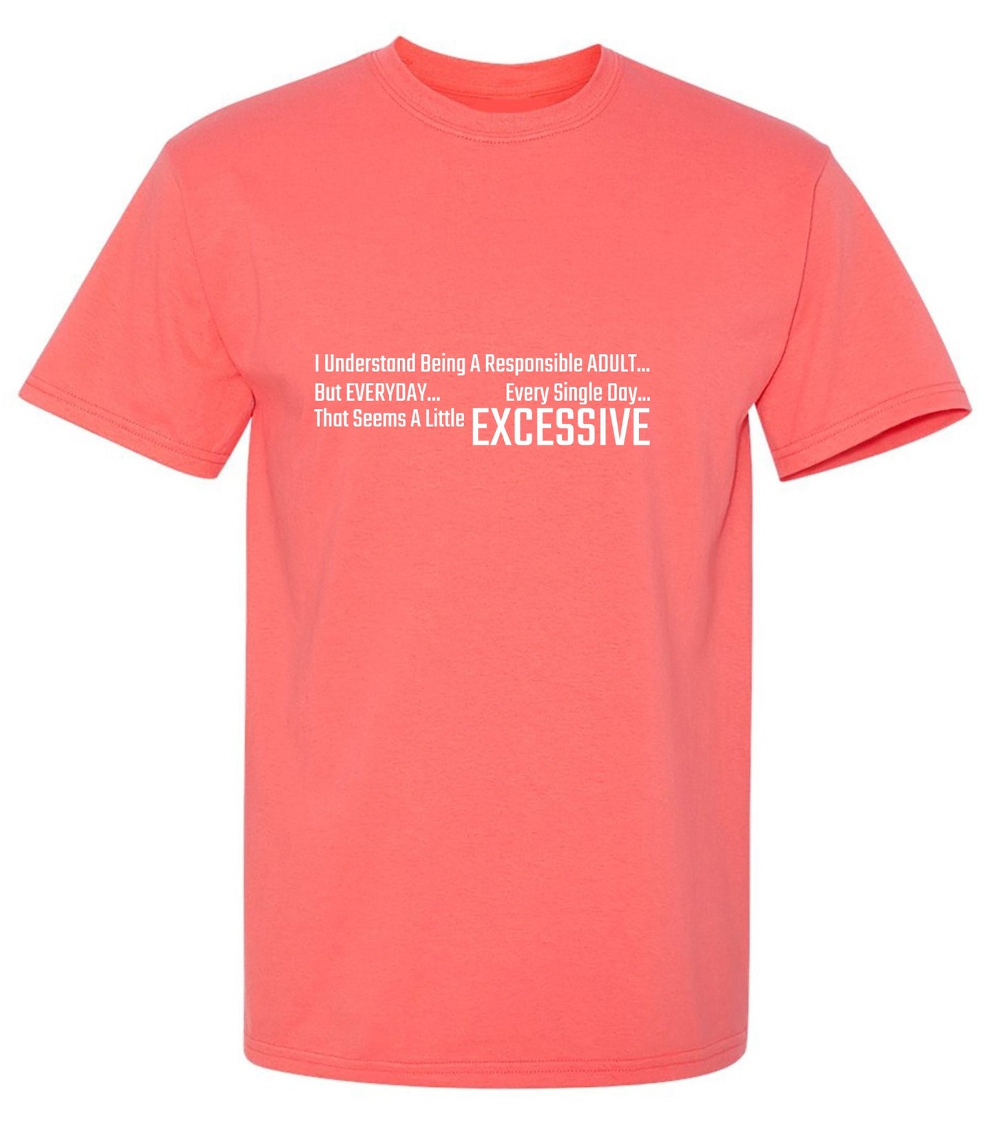 Funny T-Shirts design "I Understand Being A Responsible ADULT But Every Day... Every Single Day...That Seems Excessive  T-Shirt"