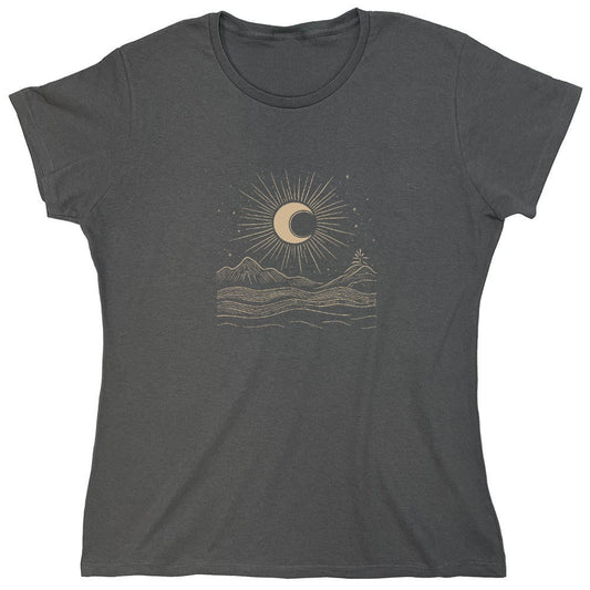 Funny T-Shirts design "Moon Art Graphic T-Shirt - Womens"