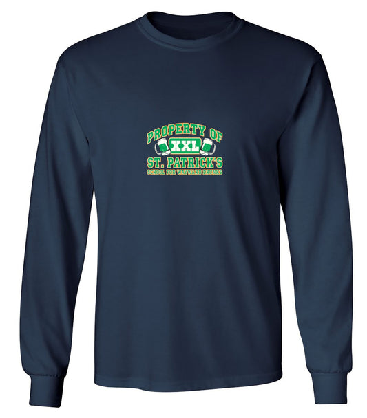 Funny T-Shirts design "Property Of St. Patrick's School For Wayward Drunks - Long Sleeve"