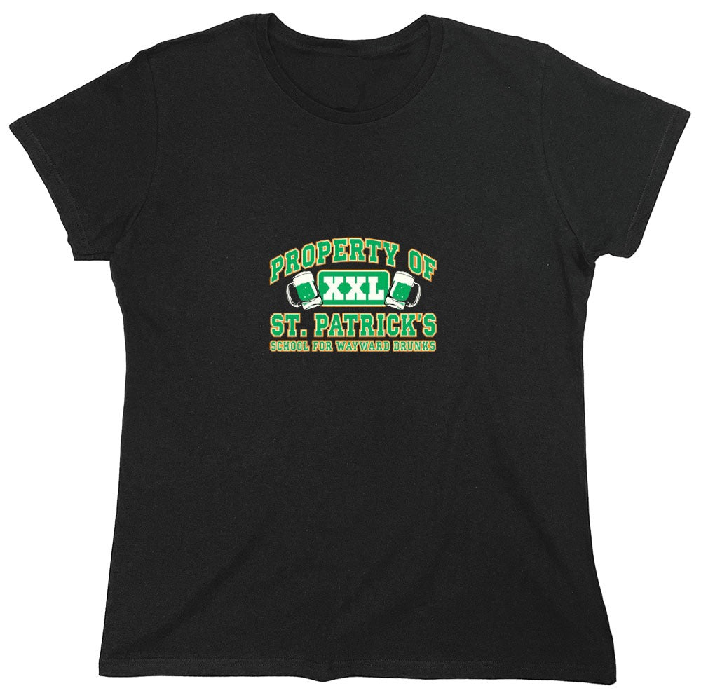 Funny T-Shirts design "Property Of St. Patrick's School For Wayward Drunks - Womens"