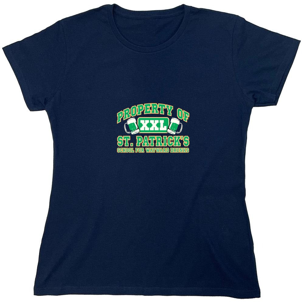 Funny T-Shirts design "Property Of St. Patrick's School For Wayward Drunks - Womens"